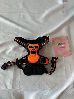 Rabbitgoo No Pull Dog Harness- Orange & Black Reflective Vest (Size Small) NWOT⁠